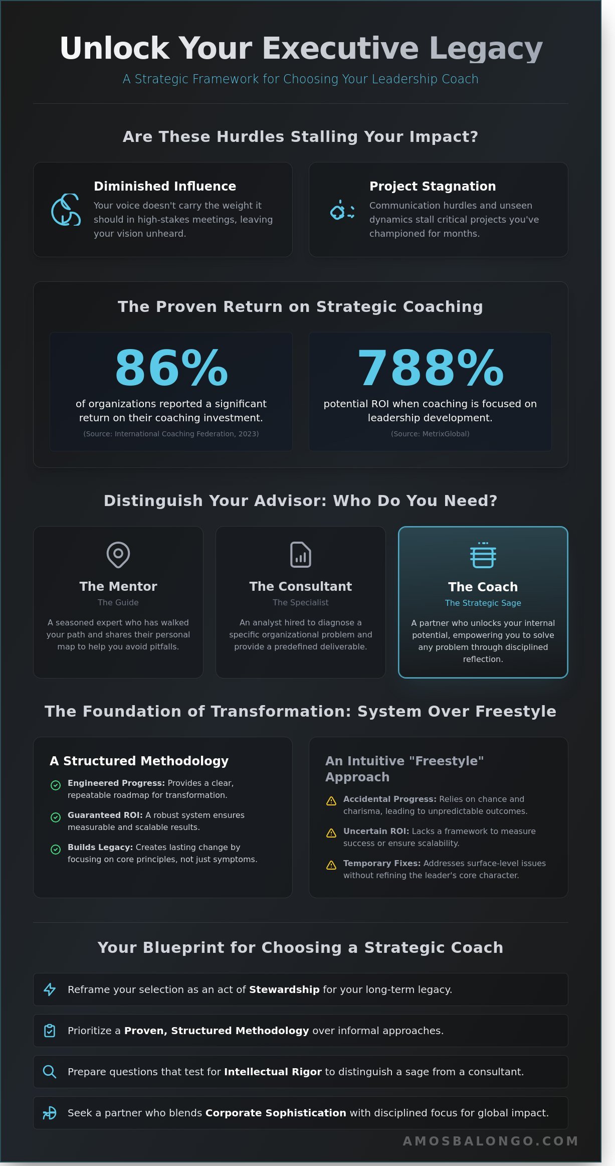 How to Choose a Leadership Coach: A Guide for Visionary Executives - Infographic