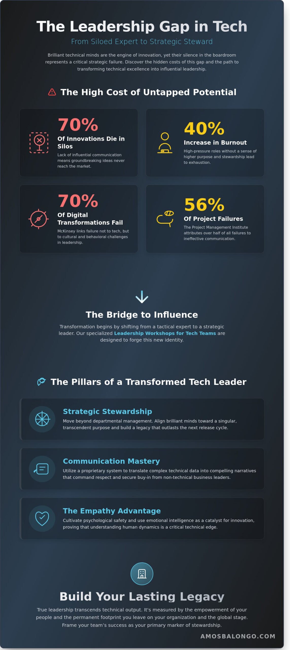 Leadership Workshops for Tech Teams: Strategic Stewardship and Communication Mastery - Infographic